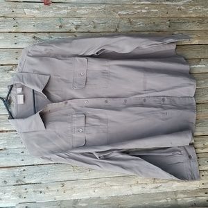 Chico's Size 3 / 3X Gray Sandwashed Button Up Sleeves Front Blouse